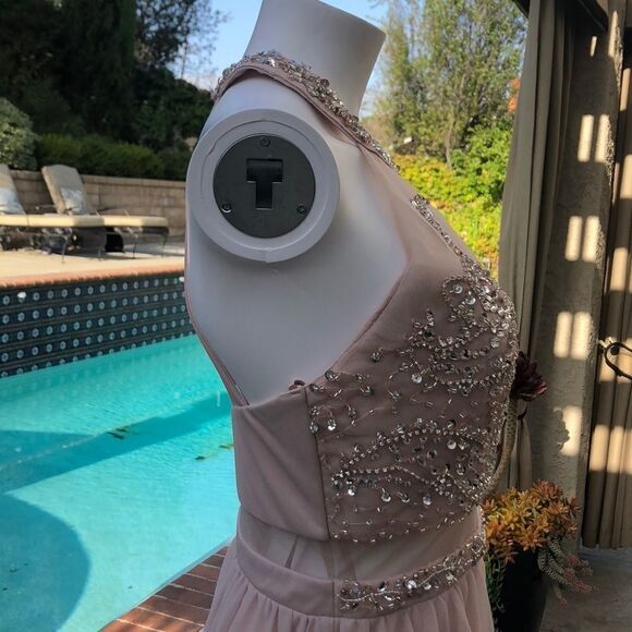 Sequin Hearts Pink Sleeveless W. Beading Gown Sz11 - Picture 6 of 8